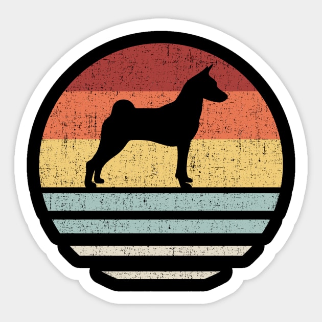 Vintage Retro Sunset Basenji Dog Mom And Dad Cute Dog Lover Owner Sticker by SomeRays